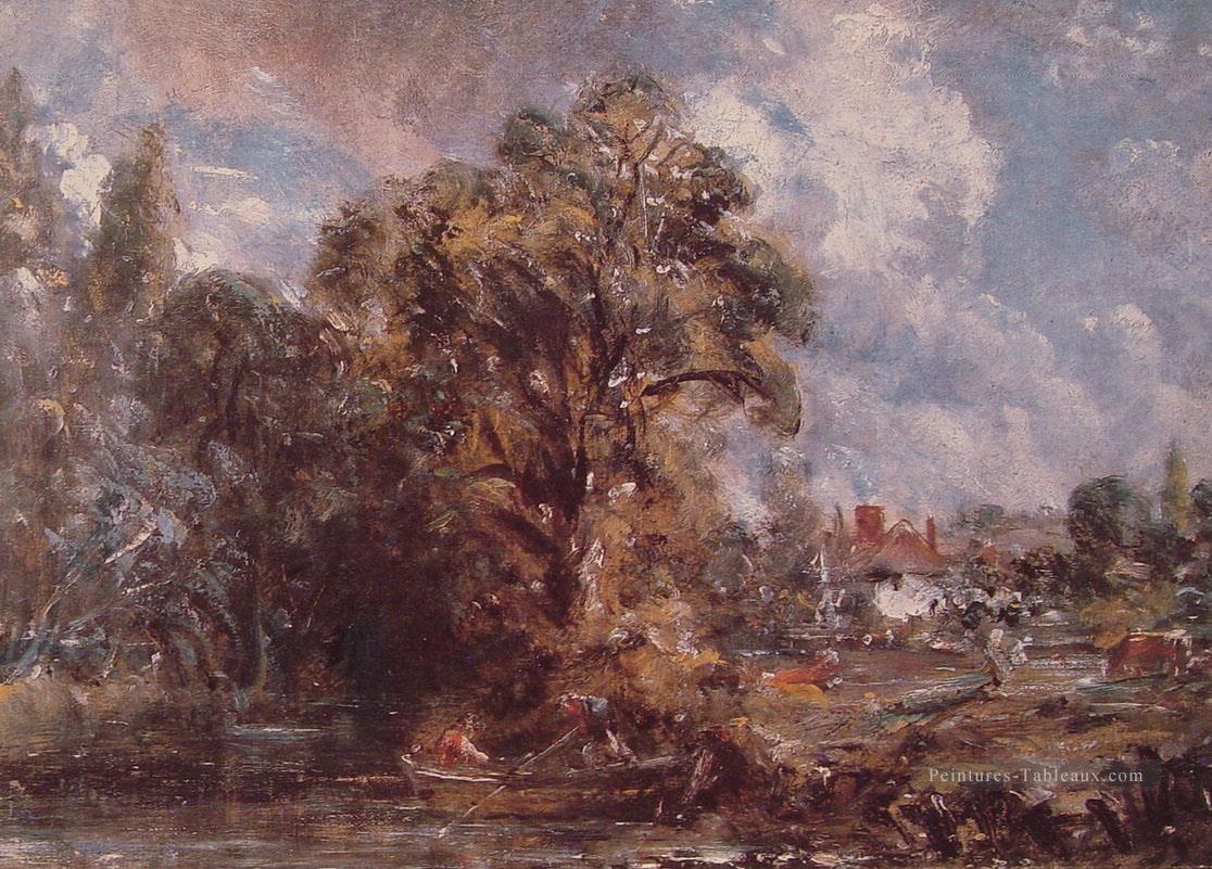 Scène sur une rivière romantique John Constable Peintures à l'huile